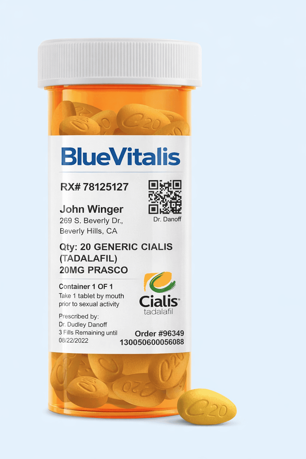 BlueVitalis Tadalafil Cialis 20mg Prescription Bottle